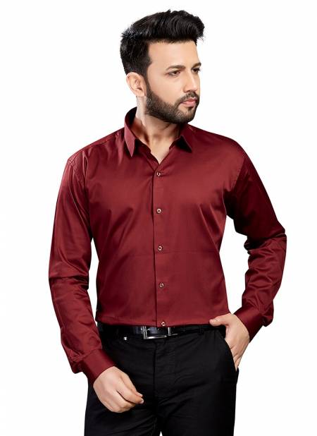 Outluk 1427 Office Wear Cotton Satin Mens Shirt Collection 1427-MAROON